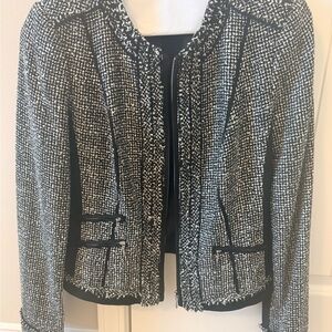 White House Black Market Black and White Tweed Blazer
